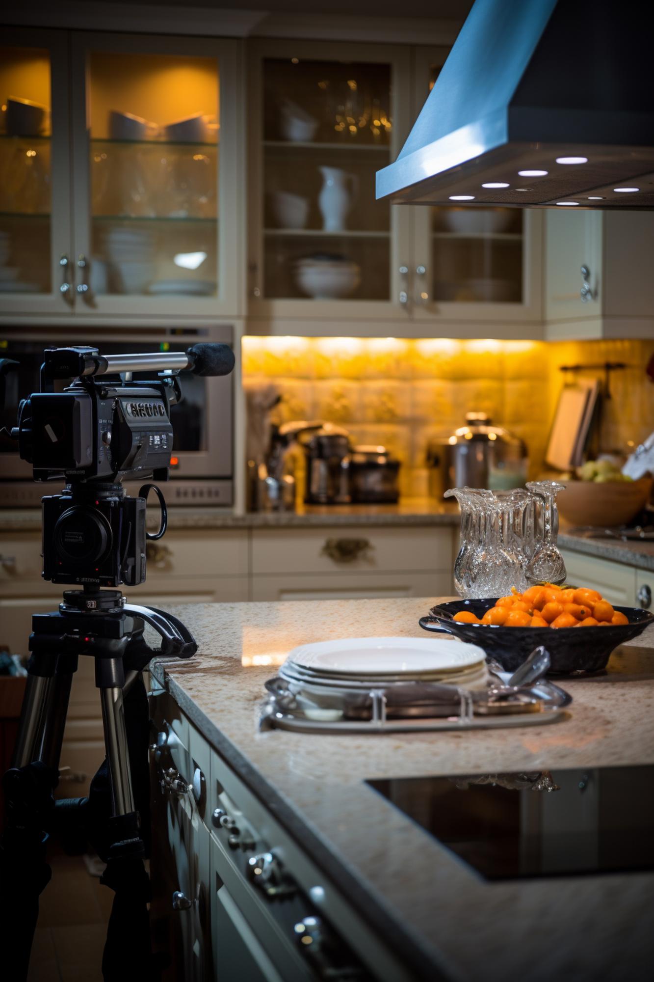 Kitchen workstation with cameras